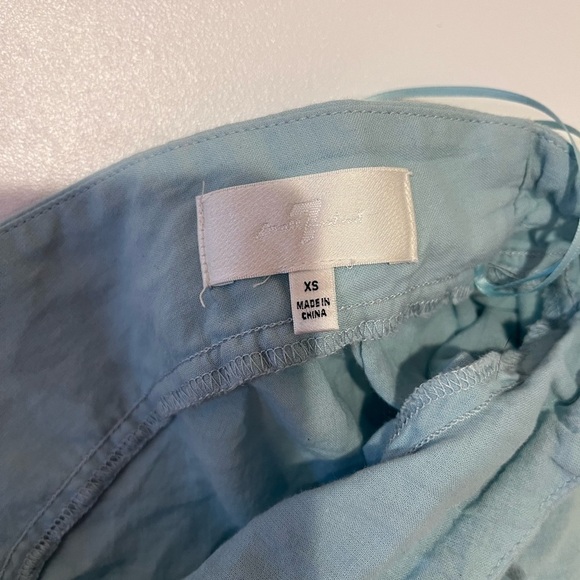 Y2K 7 For all Mankind Light Blue Button Up Off Shoulder Milkmaid Coquette Top XS - Picture 6 of 10